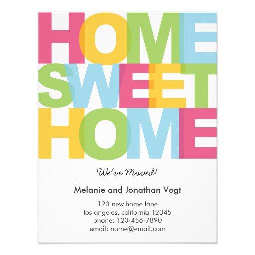 Home Sweet Home Moving Announcement (front side)