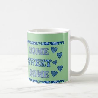 Home Sweet Home Mug: Blue Periwinkles and Checks