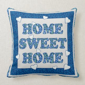 Home Sweet Home Pillow, Blue Mix'n'Match Patterns
