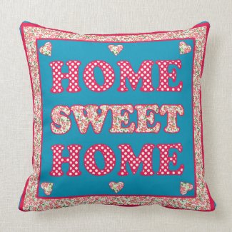 Home Sweet Home Pillow, Red and Blue Mix'n'Match