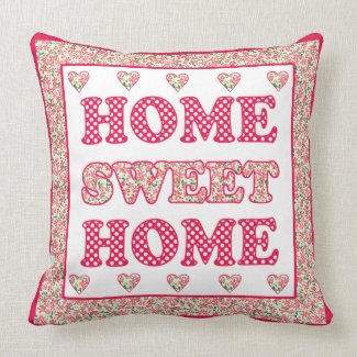 Home Sweet Home Pillow, Red and White Mix'n'Match