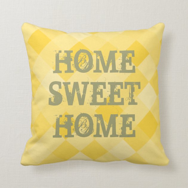 Home sweet home yellow mosaic tile throw pillow