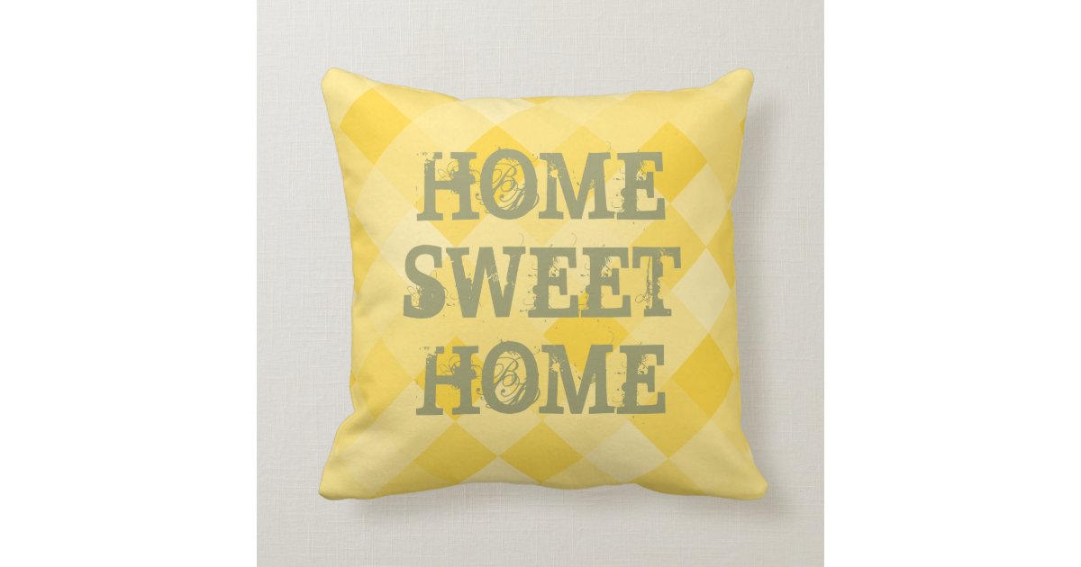 Home Sweet Home Yellow Mosaic Tile Throw Pillow