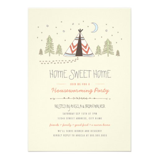 Home Sweet Tipi Housewarming Invite (front side)