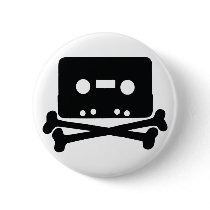 Home Taping Skull Logo Button