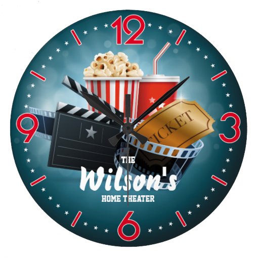 Home Theater Cinema Personalizable Wall Clock Zazzle
