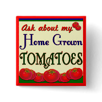Homegrown Tomato Garden Slogan buttons by thegardenpages Homegrown Tomato Garden Slogan buttons