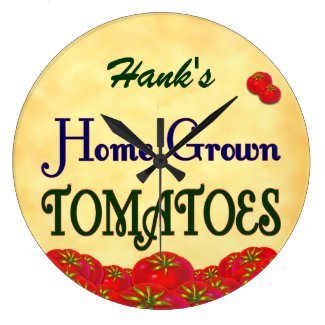 Homegrown Tomatoes Custom Gardener Wall Clock