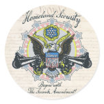 Homeland Security Gun-Toting Eagle Gear Round Stickers