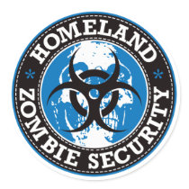 Homeland Zombie Security Skull - Blue Round Stickers