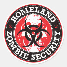 Homeland Zombie Security Skull - Red Round Sticker