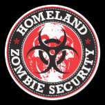 Homeland Zombie Security Skull - Red Round Sticker