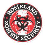Homeland Zombie Security Skull - Red Round Sticker