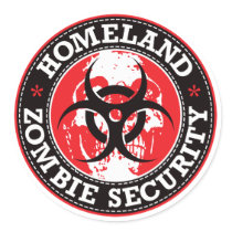 Homeland Zombie Security Skull - Red Round Sticker
