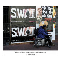 Homeless Person and Movie Posters, San Francisco posters