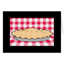 homemade cherry pie on checkered background card