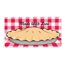 homemade cherry pie on checkered background shipping labels