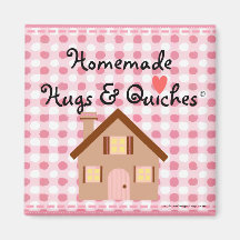 Homemade Hugs-Pink Gingham Fridge Magnet