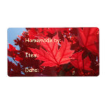 Homemade stickers labels Red Leaves Canning Food