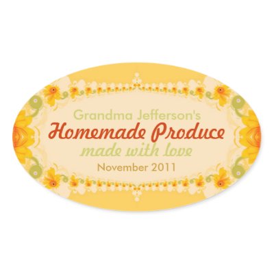 Homemade with Love Oval Label Sticker sticker