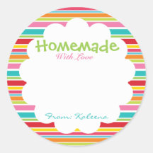 Homemade With Love Rainbow Round Stickers