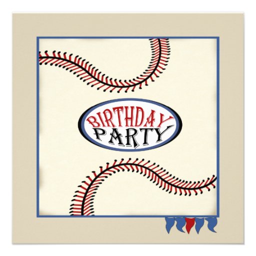 Hometown Baseball Birthday Personalized Invitation