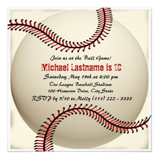 Hometown Baseball Birthday Personalized Invitation