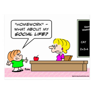 homework kid teacher school social life postcard