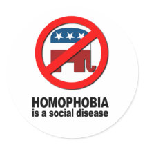 Homophobia is a social disease round sticker