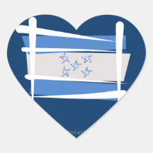 Honduras Brush Flag Heart Stickers