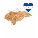 Honduras Flag Heart and Map T-Shirt