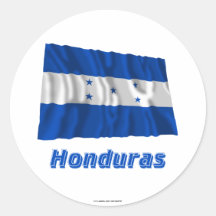 Honduras Waving Flag with Name Round Sticker