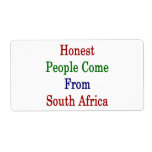 Honest People Come From South Africa Shipping Labels