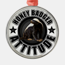 Honey Badger ATTITUDE - Round Design Christmas Tree Ornaments