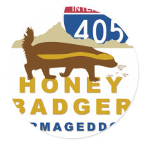 honey badger carmageddon round sticker