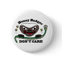 Honey Badger Cartoon Pinback Button