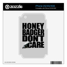 Honey Badger Don't Care iPhone Skins iPhone 3G Decal