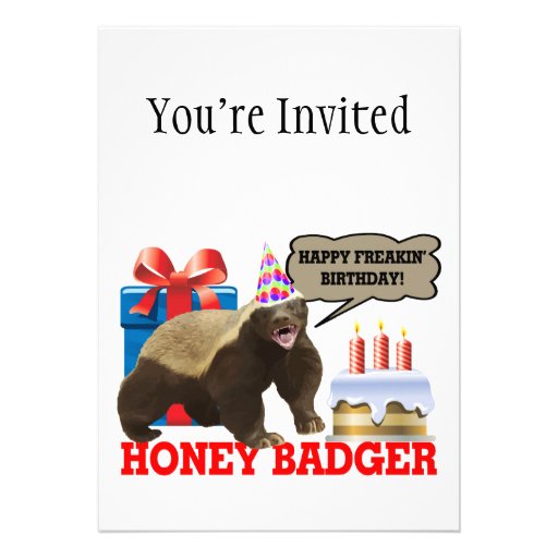 Honey Badger Happy Freakin' Birthday Personalized Invites
