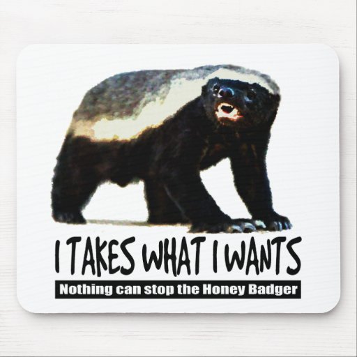 Honey Badger - I takes what I wants Mousepads