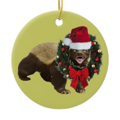 Honey Badger Santa Hat Christmas Tree Ornament