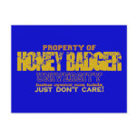 Honey Badger University Property Of Design Postcard