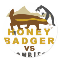 honey badger vs zombies round stickers