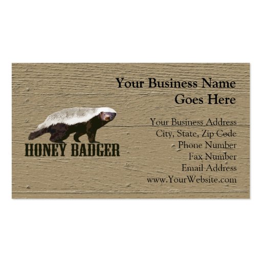 Honey Badger Wild Animal Business Cards (front side)