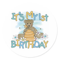 Honey Bear 1st Birthday Sticker