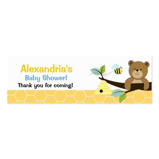 Honey Bear and Bee Skinny Business Card Favor Tag