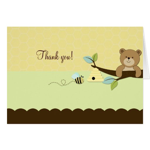 HONEY BEAR & BEE Folded Thank you note Cards
