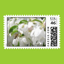 Honey Bee and Plum Blossoms Postage postage