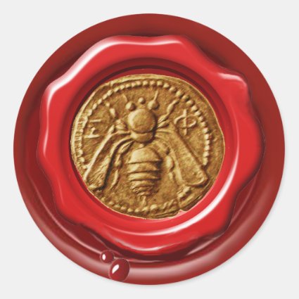 HONEY BEE BEEKEEPER BEEKEEPING RED BROWN WAX SEAL ROUND STICKERS