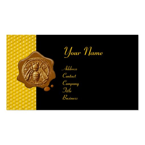 HONEY BEE BROWN WAX SEAL / Cupid the Honey Thief Business Card Template (front side)