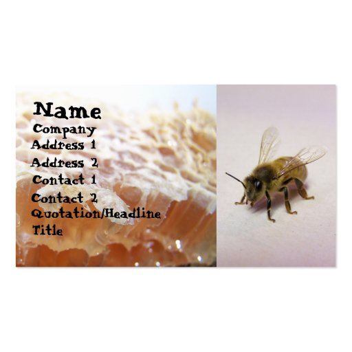 Honey bee business cards (front side)